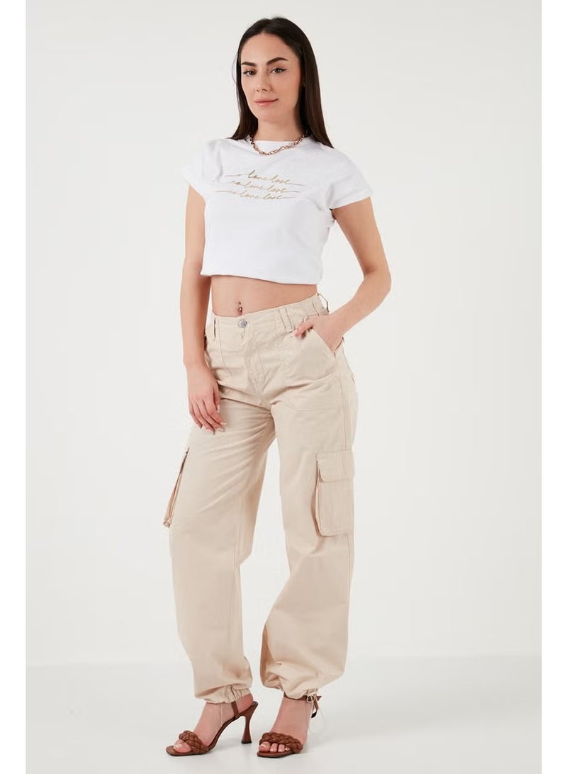 Lela Cotton High Waist Wide Leg Cargo Pants Women's Trousers 668YP50022S4 - Image 3